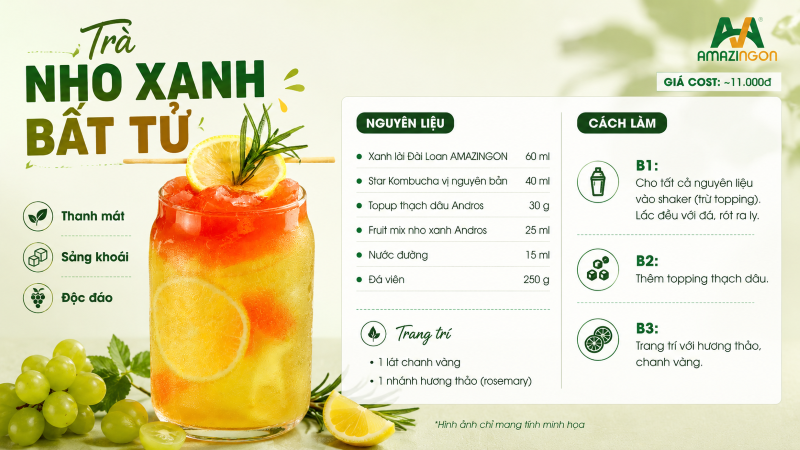 Cách làm trà nho xanh bất tử chuẩn AMAZINGON