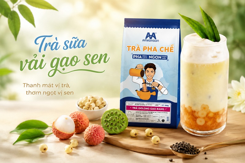 Hương vị đặc trưng của trà sữa vải gạo sen