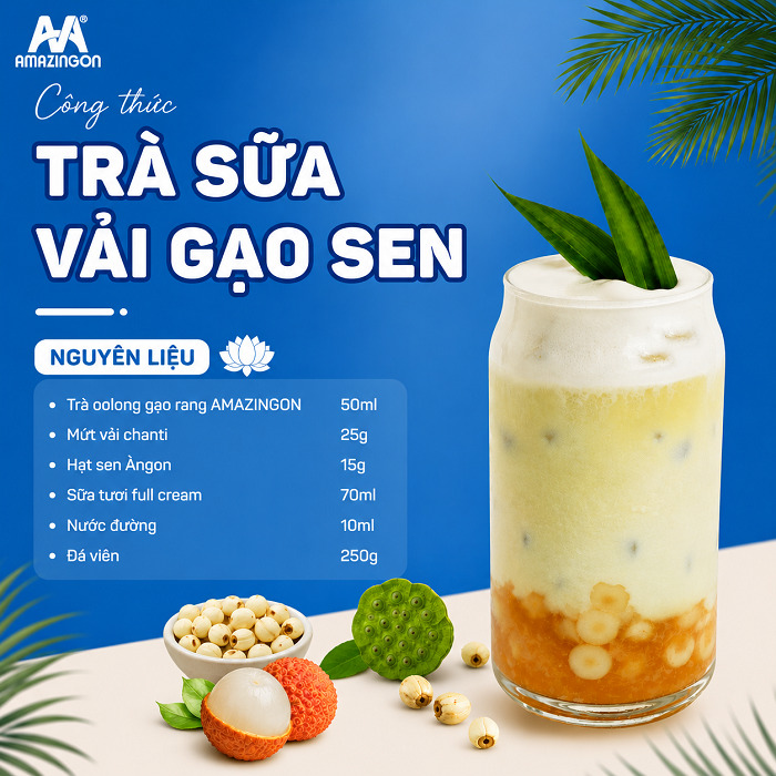 trà sữa vải gạo sen