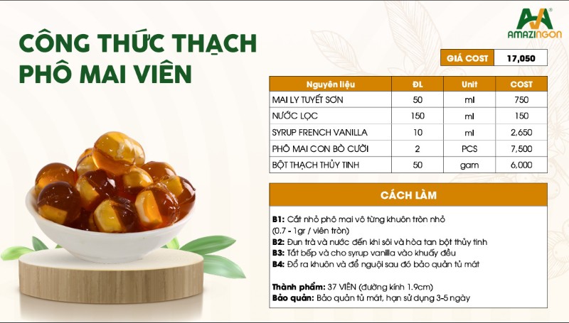Công thức thạch phô mai viên chuẩn vị từ AMAZINGON