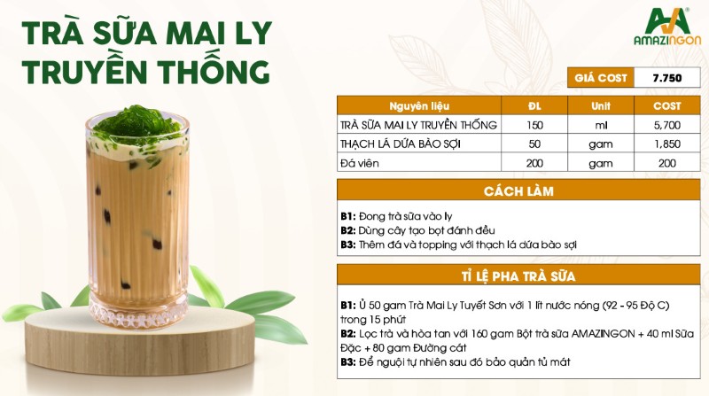 Cách làm Trà sữa Mai Ly truyền thống chuẩn vị từ AMAZINGON