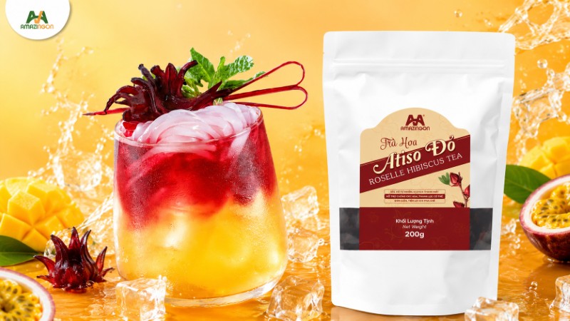 Trà Hoa Atiso Đỏ AMAZINGON tạo sắc đỏ tự nhiên cho ly trà Trà Hoa Atiso Đỏ AMAZINGON tạo sắc đỏ tự nhiên cho ly trà