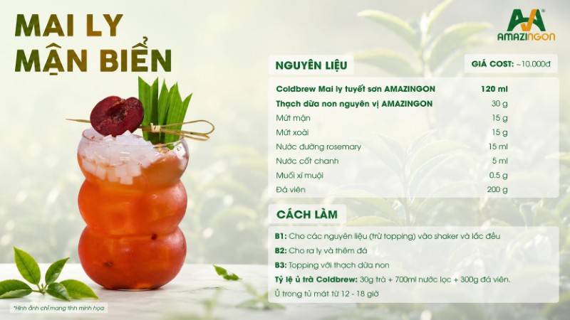 Công thức trà Mai Ly Mận Biển chuẩn vị từ AMAZINGON