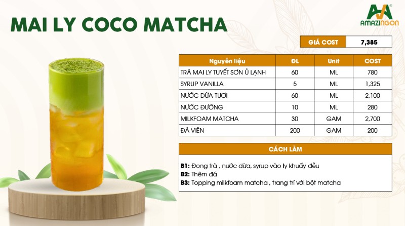 Công thức Mai Ly Coco Matcha chuẩn vị từ AMAZINGON