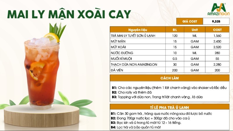 Cách pha Mai ly mận xoài cay chuẩn vị AMAZINGON