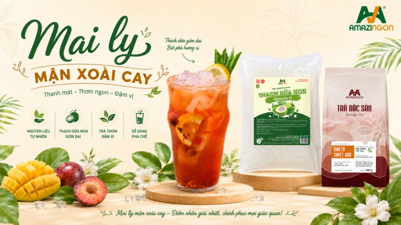 Mai ly mận xoài cay - Trà trái cây bắt vị cho mua hè