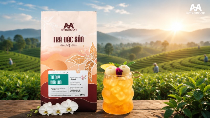 Trà Oolong Tứ Quý (Tứ Quý Hoa Lan) được canh tác tại Bảo Lộc - Lâm Đồng Trà Oolong Tứ Quý (Tứ Quý Hoa Lan) được canh tác tại Bảo Lộc - Lâm Đồng