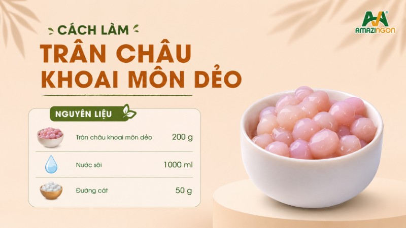 Nguyên liệu làm trân châu khoai môn dẻo