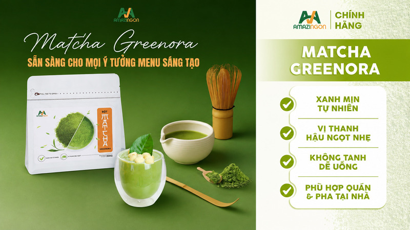 Matcha Greenora mang lại nhiều lợi ích khi pha chế tại quán Matcha Greenora mang lại nhiều lợi ích khi pha chế tại quán