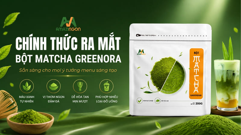 Bột matcha Greenora AMAZINGON dạng nguyên chất Bột matcha Greenora AMAZINGON dạng nguyên chất