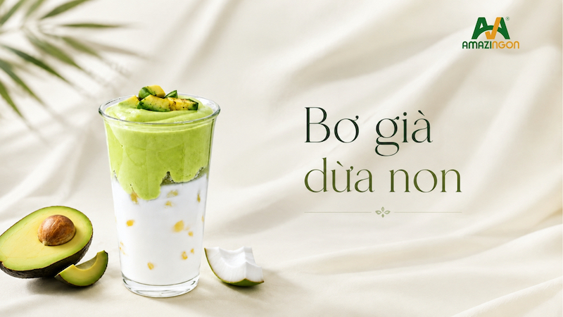 Bơ già dừa non - Thức uống với nền sữa dừa thơm ngon béo mịn