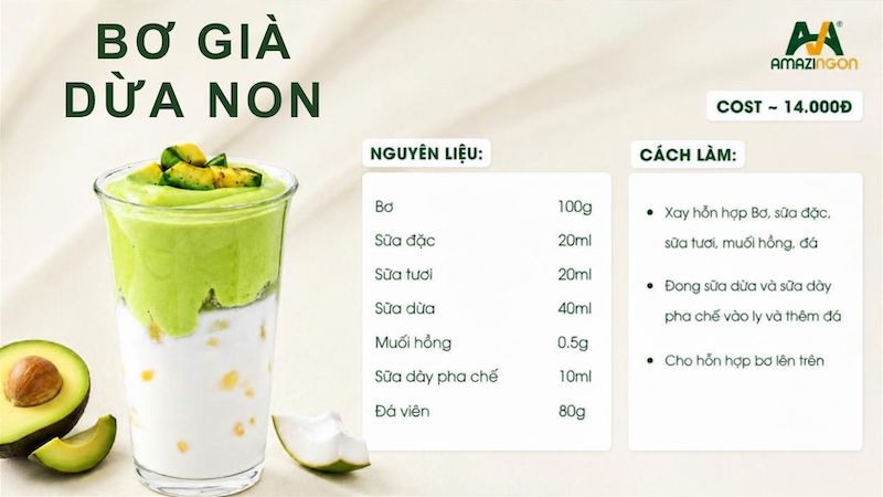 Cách làm bơ già dừa non đơn giản chuẩn vị từ AMAZINGON