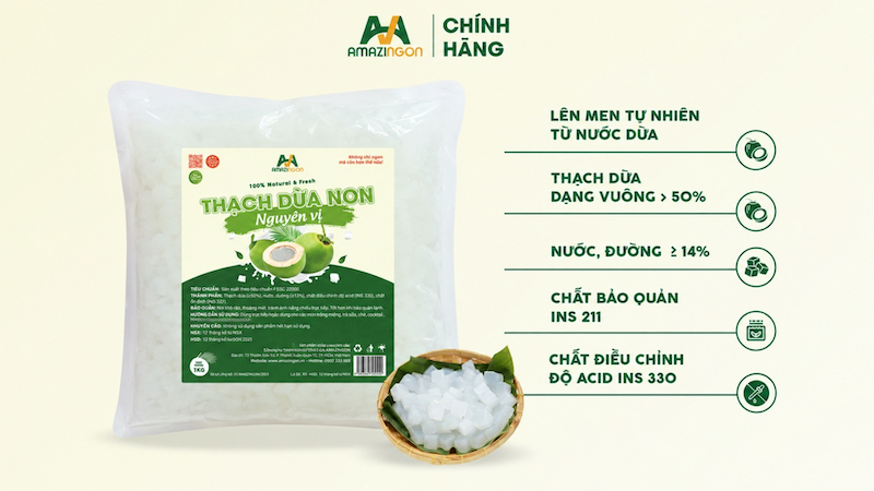 Thạch dừa non - Topping từ 100% dừa non tươi của AMAZINGON 