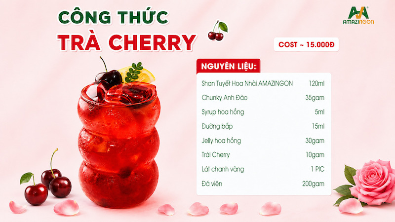 Công thức trà Cherry chuẩn vị từ AMAZINGON