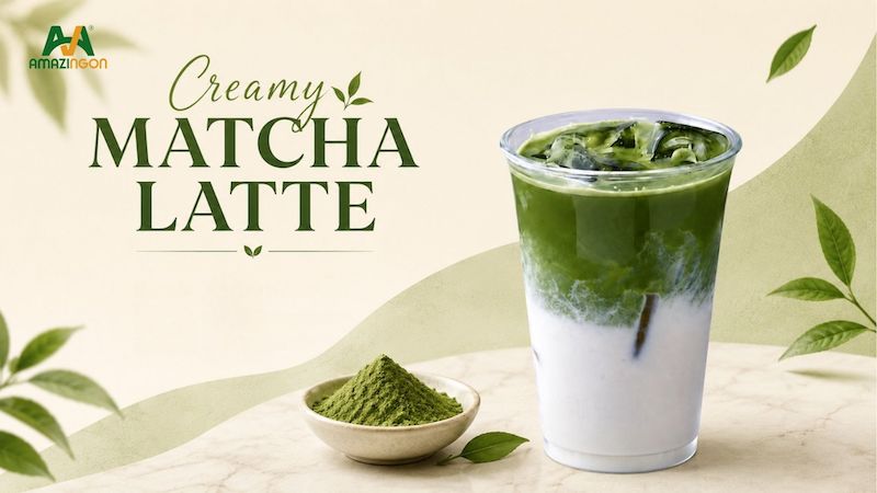 Creamy Matcha Latte - Matcha sữa nổi bật và hiệu ứng phân tầng bắt mắt