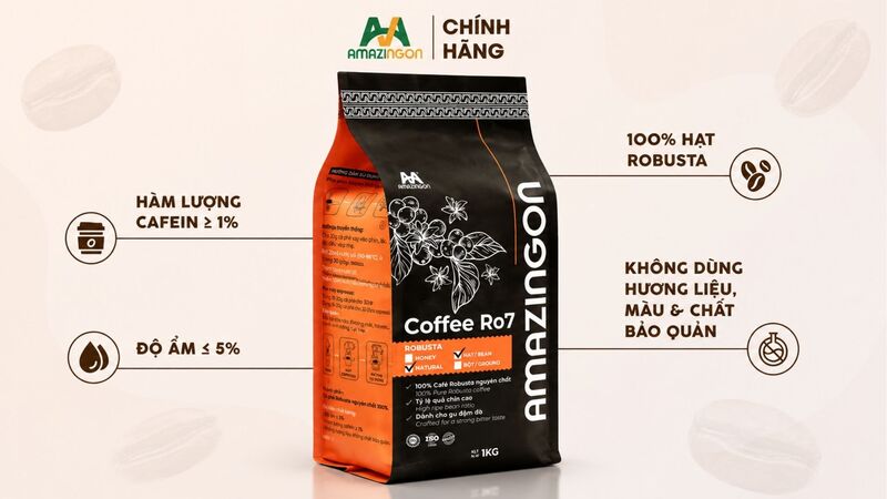 Cà phê Robusta nguyên chất 100% của AMAZINGON