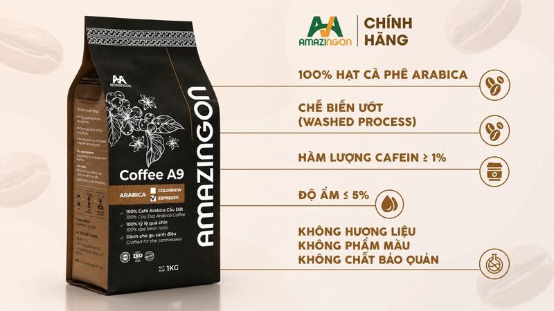 Cà phê Arabica Cầu Đất nguyên chất 100% của AMAZINGON
