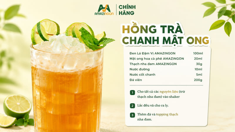 Hồng trà chanh mật ong với nền trà đen lá đậm vị từ AMAZINGON Hồng trà chanh mật ong với nền trà đen lá đậm vị từ AMAZINGON