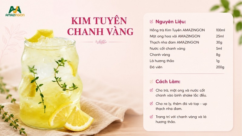 Kim Tuyên chanh vàng thức uống thanh mát từ hồng trà Kim Tuyên AMAZINGON Kim Tuyên chanh vàng thức uống thanh mát từ hồng trà Kim Tuyên AMAZINGON