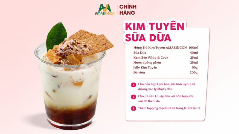 Công thức Kim Tuyên sữa dừa cho menu trà sữa từ AMAZINGON Công thức Kim Tuyên sữa dừa cho menu trà sữa từ AMAZINGON