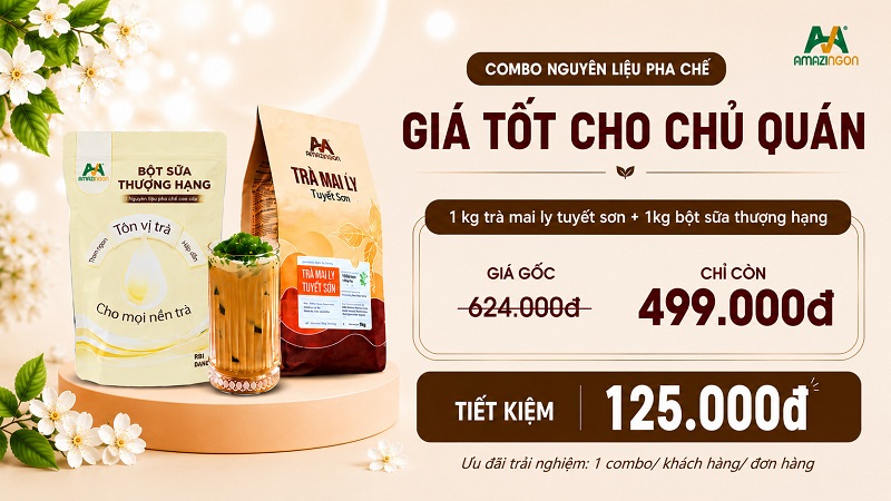 Combo trà Mai Ly Tuyến Sơn và bột sữa thượng hạng AMAZINGON
