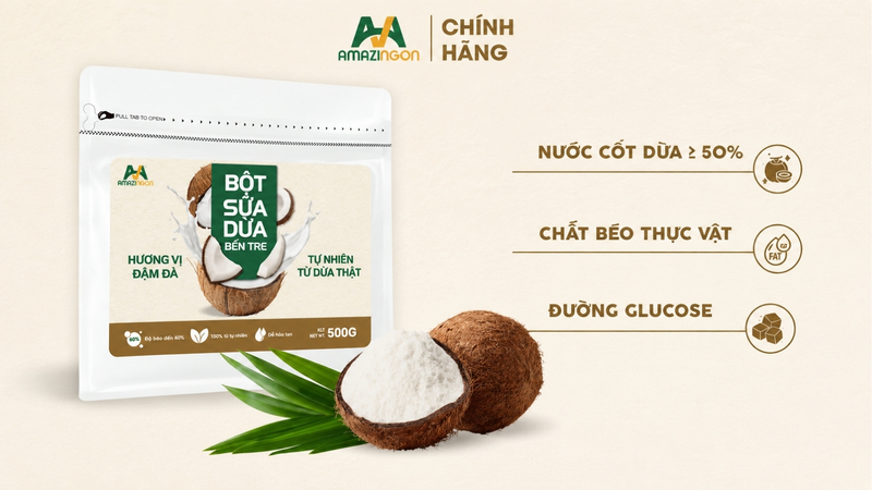 Bột sữa dừa Bến Tre AMAZINGON dành riêng cho quán pha chế chuyên nghiệp Bột sữa dừa Bến Tre AMAZINGON dành riêng cho quán pha chế chuyên nghiệp