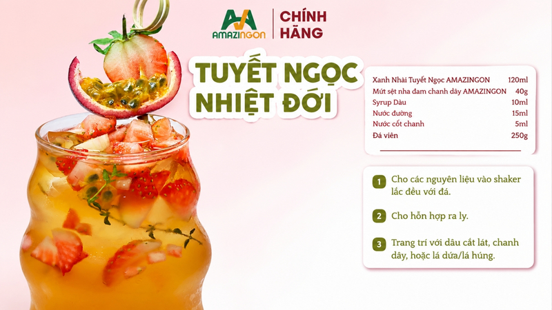 Trà tuyết ngọc nhiệt đới với nền trà xanh nhài Tuyết Ngọc từ AMAZINGON Trà tuyết ngọc nhiệt đới với nền trà xanh nhài Tuyết Ngọc từ AMAZINGON