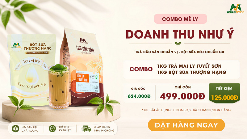 Combo trà Mai Ly Tuyết Sơn và bột sữa thượng hạng AMAZINGON 499K Combo trà Mai Ly Tuyết Sơn và bột sữa thượng hạng AMAZINGON 499K