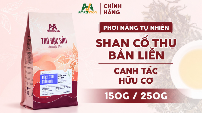 Bạch Trà Mẫu Đơn AMAZINGON đóng gói 150g và 300g