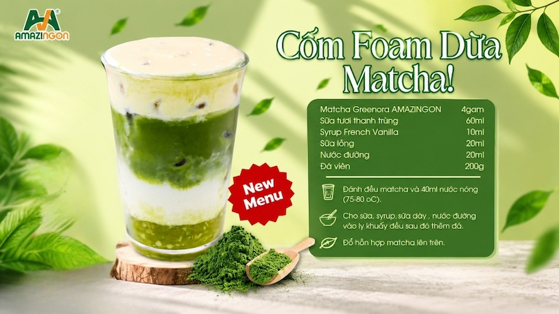 Matcha Cốm Dừa thức uống đậm chất Việt theo phong cách hiện đại