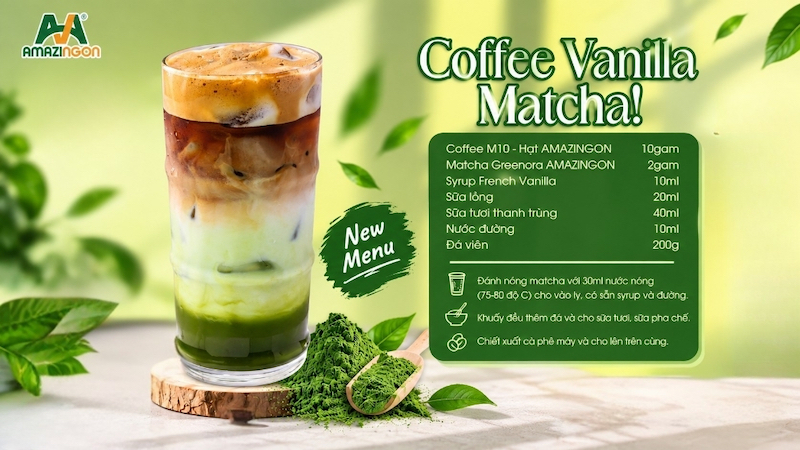 Matcha Coffee Vanilla món uống cân bằng giữa match và cà phê