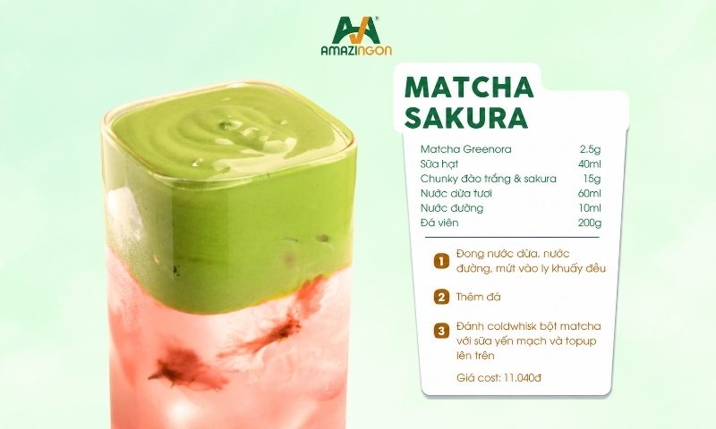 Cách làm Matcha Sakura chuẩn vị từ AMAZINGON