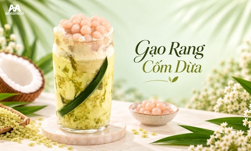 Gạo rang cốm dừa thức uống hiện đại mang hương vị mùa thu