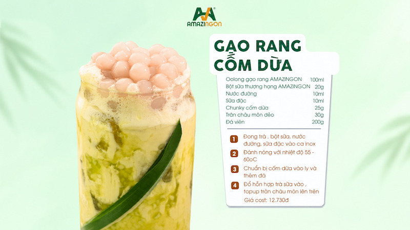 Công thức gạo rang cốm dừa chuẩn vị từ AMAZINGON