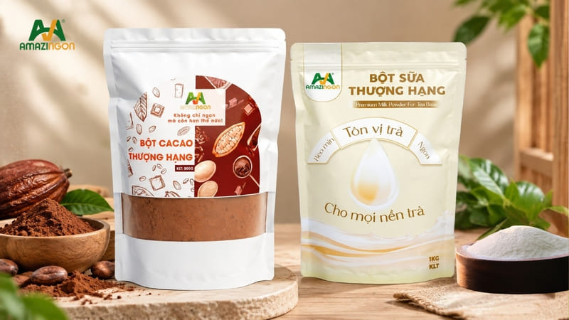 Bột Cacao và bột sữa thượng hạng AMAZINGON