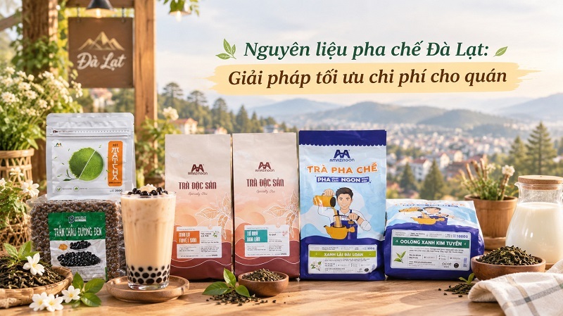 Bộ nguyên liệu pha chế từ AMAZINGON cho quán tại Đà Lạt