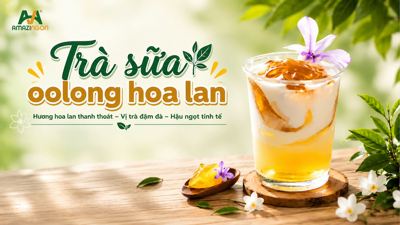 Trà sữa ô long hoa lan với hương hoa nhẹ tự nhiên