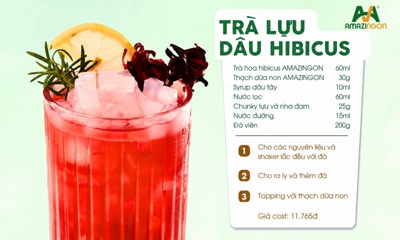 Cách làm trà lựu dâu hibiscus đơn giản từ AMAZINGON