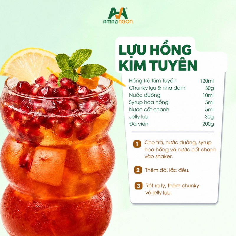 Công thức trà lựu hồng Kim Tuyền AMAZINGON