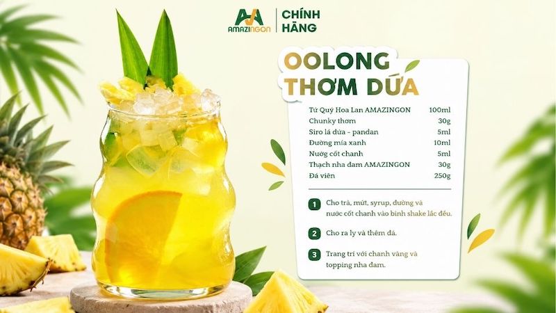 Cách làm trà oolong thơm dứa đơn giản chuẩn vị từ AMAZINGON