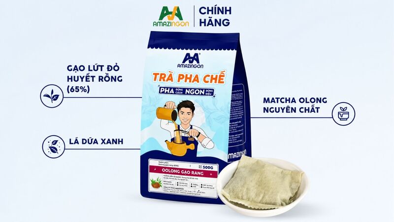 Trà pha chế Oolong gạo rang AMAZINGON Trà pha chế Oolong gạo rang AMAZINGON