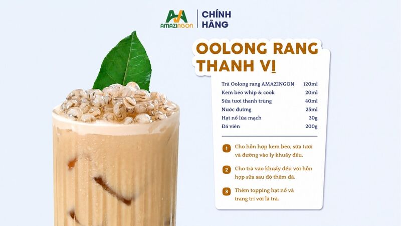 Trà Oolong rang thanh vị tạo cảm giác béo nhẹ với lớp kem trên cùng Trà Oolong rang thanh vị tạo cảm giác béo nhẹ với lớp kem trên cùng