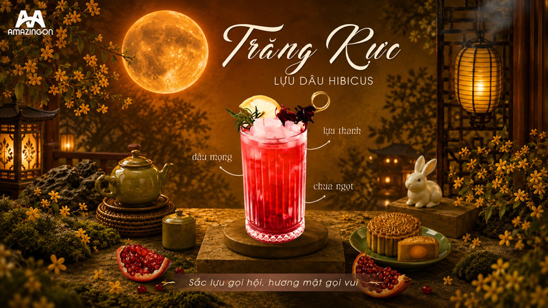 Trăng Rực Lựu Dâu Hibiscus sắc đỏ rực rỡ mùa Trung Thu 2026