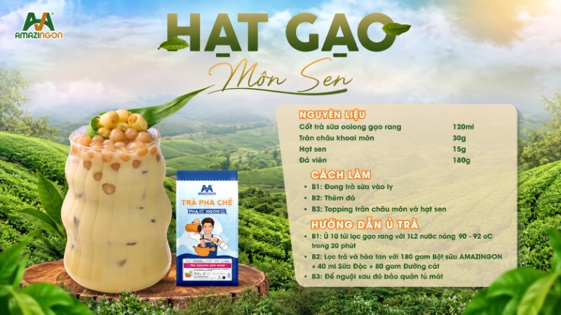 Trà Gạo Rang Hạt Sen nổi bật với sự kết hợp đậm chất Á Đông