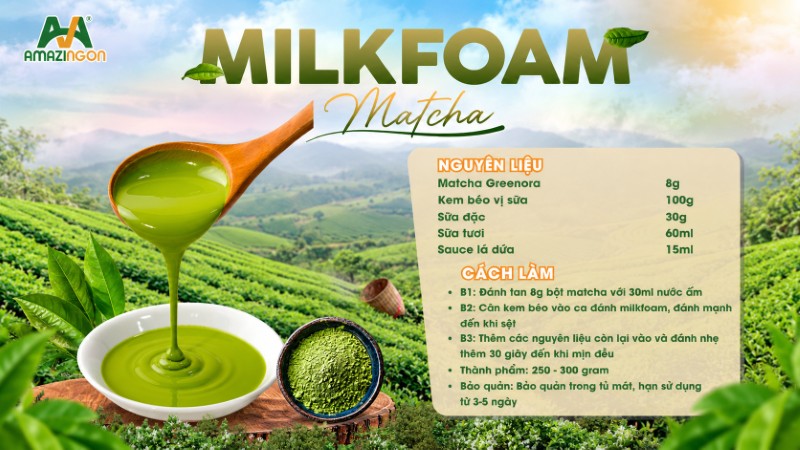 Milkfoam Matcha - Sự kết hợp giữa sắc xanh hiện đại và màu trà ấm cho menu quán