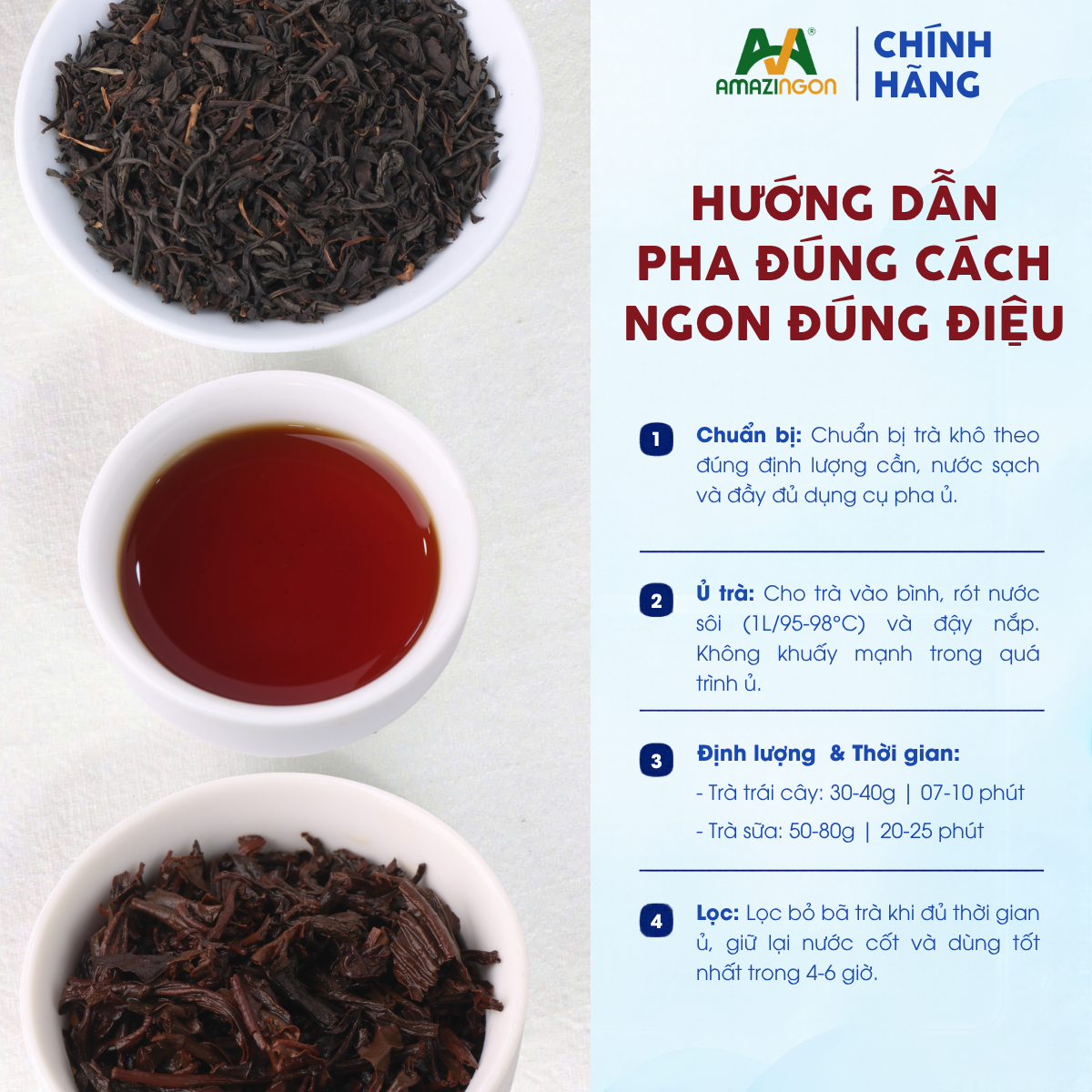 Cách ủ trà đen nguyên lá chuẩn vị từ AMAZINGON