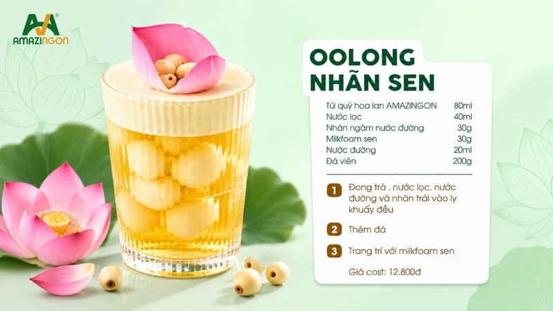 Trà oolong nhã sen sự kết hợp hoàn hảo giữa vị trà và trái cây tự nhiên