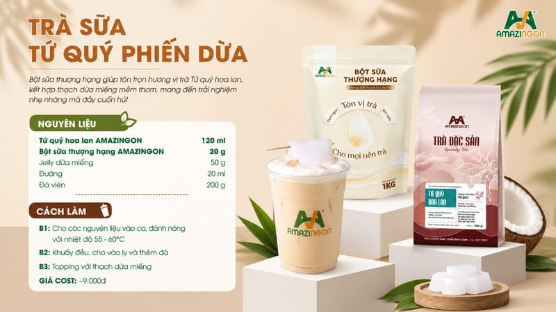 Trà oolong phiến dừa món uống không thể bỏ qua trong bst signature từ AMAZINGON